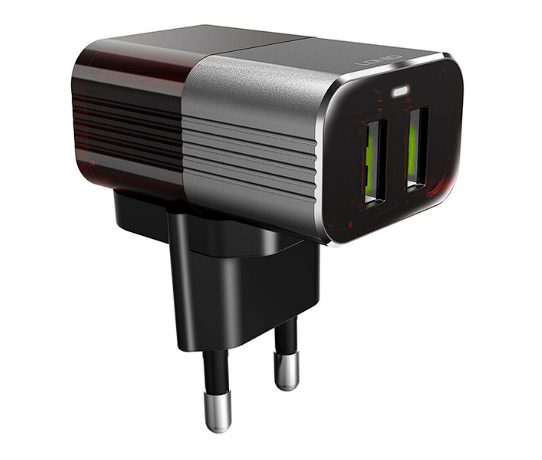 Сетевое зарядное устройство LDNIO A2206 + кабель Lightning, 2 USB выхода