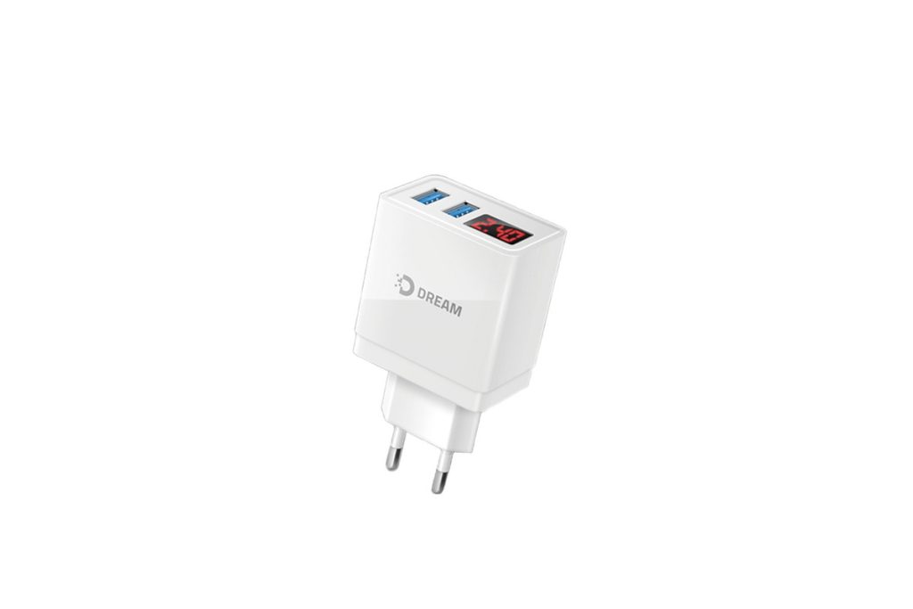 Сетевое зарядное устройство Dream A61 с дисплеем, 2 USB, 2.4 А
