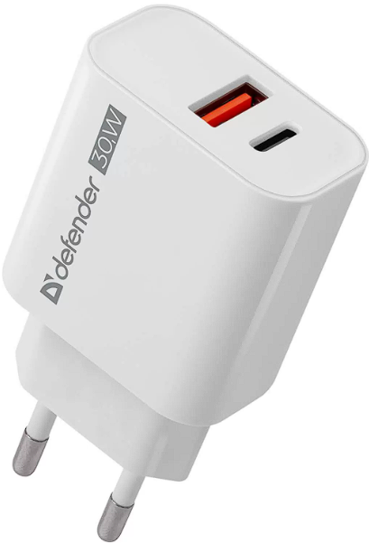 Сетевое зарядное устройство Defender UPA-130 type-c - usb 1xUSB, 1xUSB Type-C 3 А белый