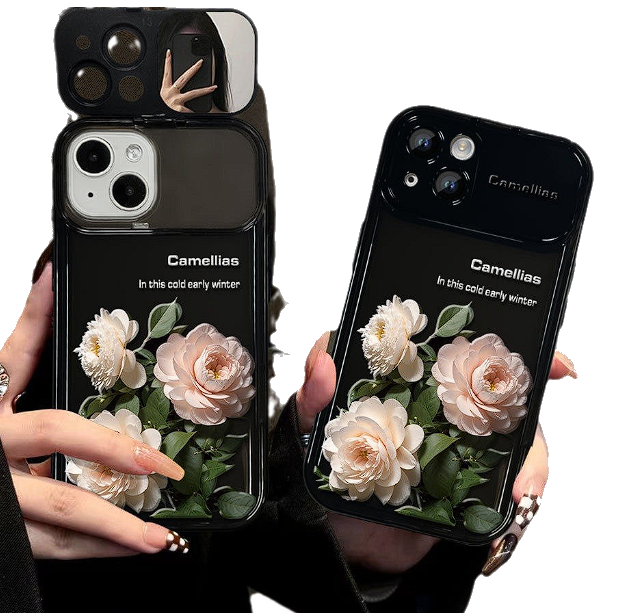 Чехол для iPhone 13 Pro Camellias с зеркалом