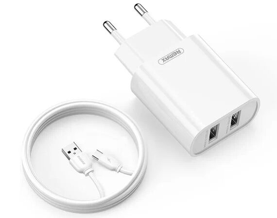 СЗУ-2USB Remax RP-U35 + кабель USB-Type-C, 2.1A, белый