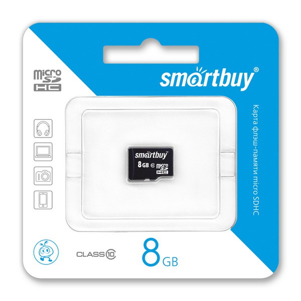 Карта памяти MicroSDHC SmartBuy 8GB cl10