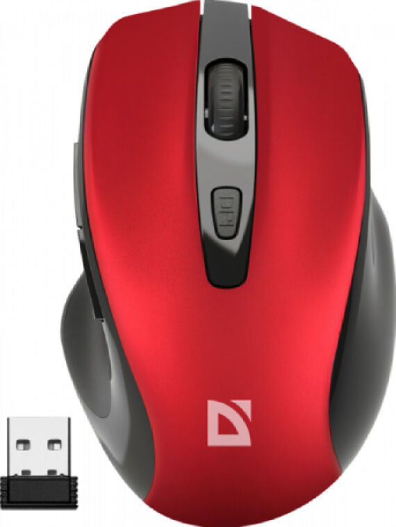 Беспроводная мышь Defender Prime MB-053 (6D,800-1600dpi, бесшумная) красная