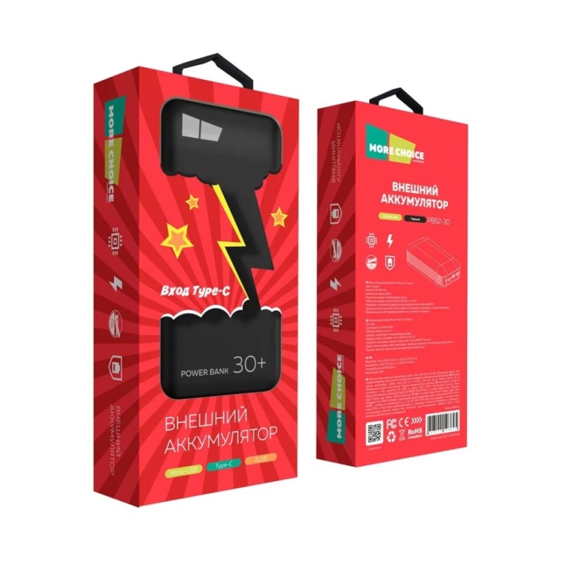 Внешний аккумулятор More Choice PB52-30 30000 mAh черный