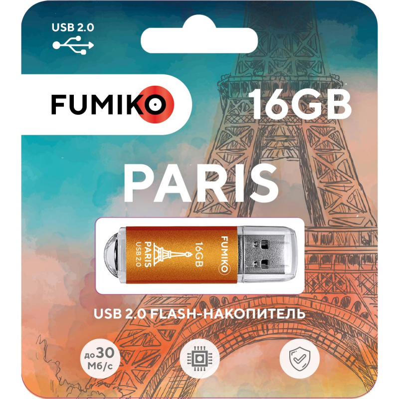USB-Flash 16GB Fumiko Paris оранжевая