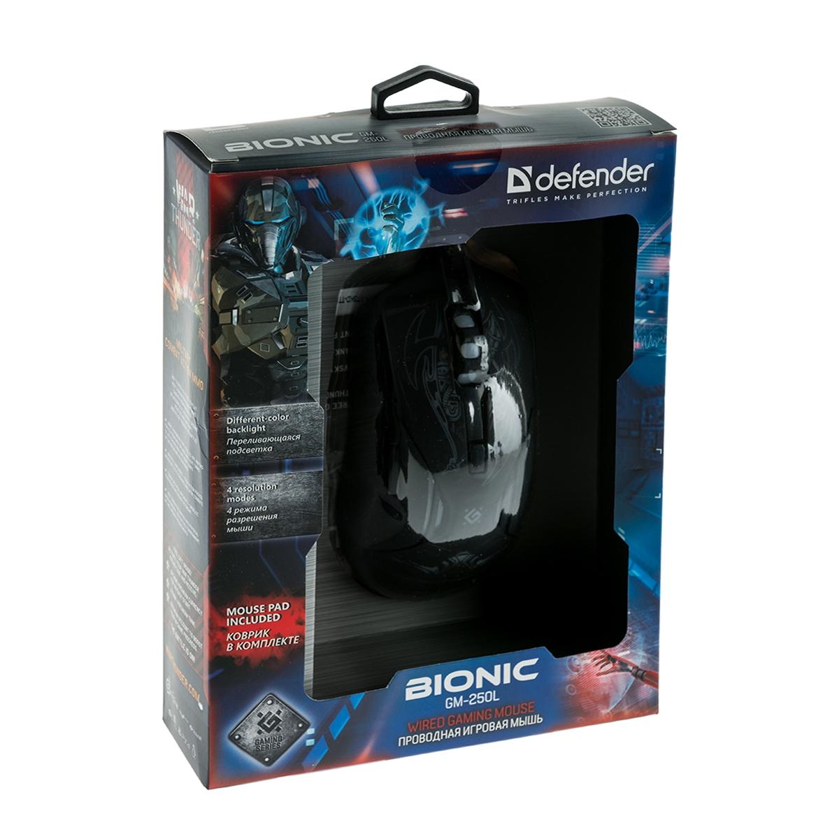 Проводная игровая мышь Defender Bionic GM-250L