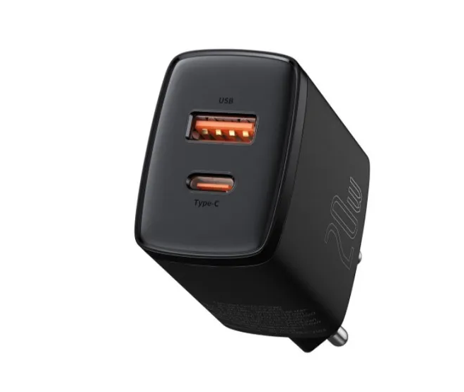 СЗУ-1USB + 1USB-C Baseus Compact Quick Charger 20W черный