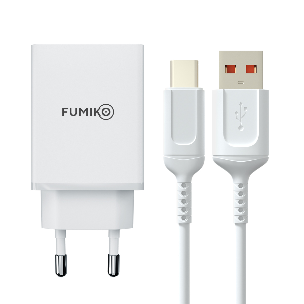 Зарядное устройство FUMIKO CH13 2USB 2.4А c кабелем MicroUSB белое