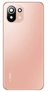 Задняя крышка для Xiaomi Mi 11 lite со стеклом камеры розовая (с лого)