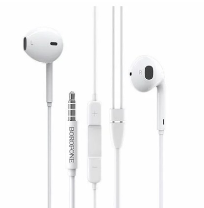 Наушники Borofone BM30 Original series с микрофоном, 3.5jack, белые