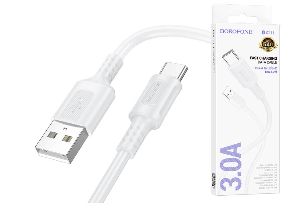 Кабель USB - USB Type-C BOROFONE BX111, (белый) 1м, 3A