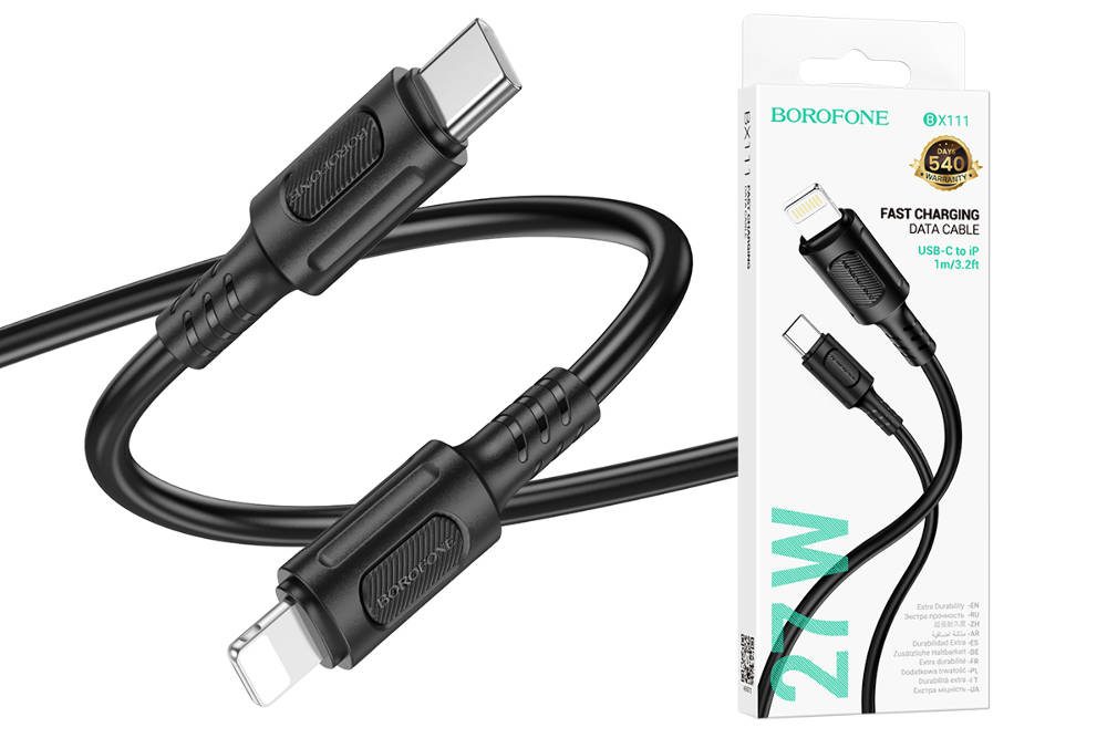 Кабель Type-C - Lightning BOROFONE BX111, (черный) 1м, 60W