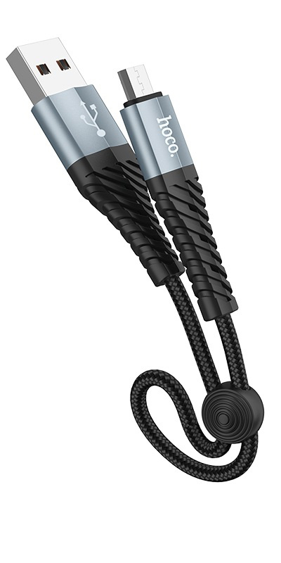 Дата-кабель Hoco MicroUSB X38 черный (25см, 2.4A)