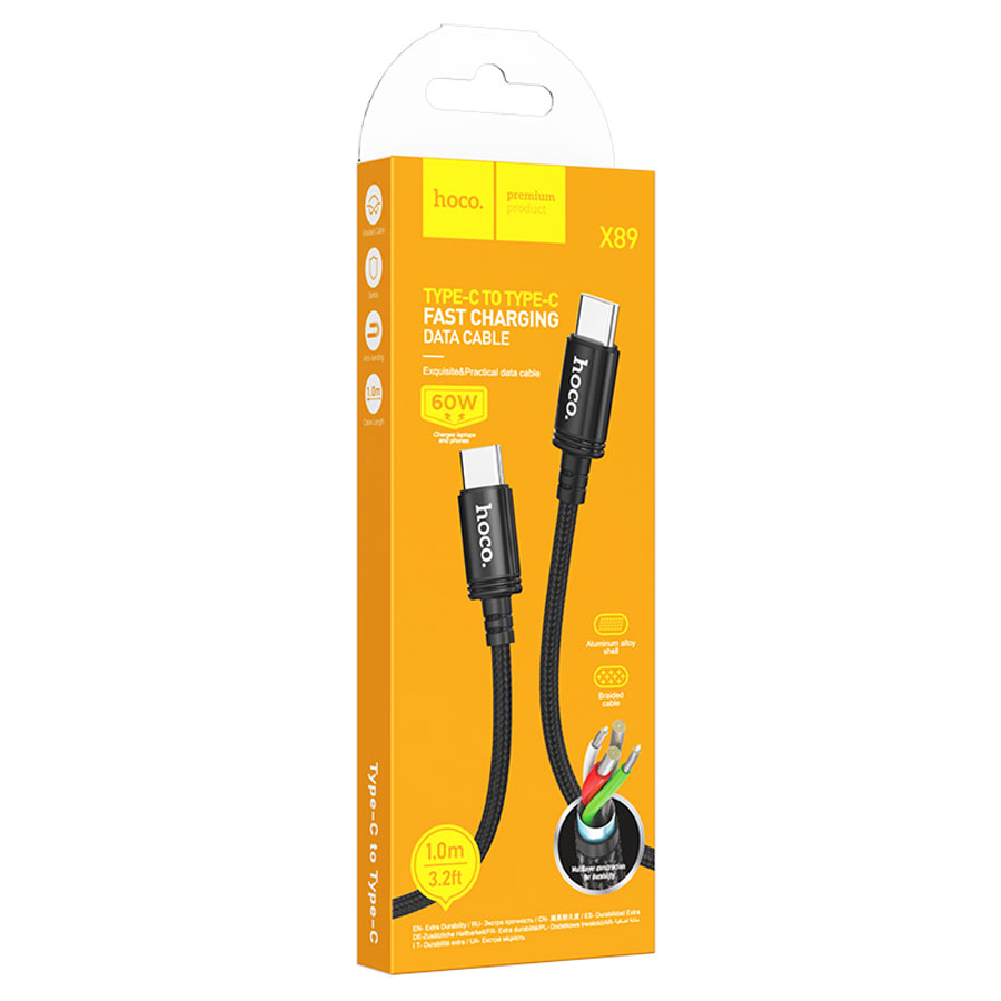 Дата-кабель Hoco Type-C-Type-C X89 черный (1m, 60W)