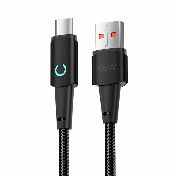 Кабель Deppa Moon Type-C - USB 66W, 6A, черный, 1,2м