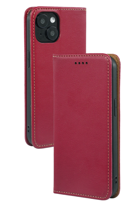 Чехол-книжка для iPhone 15 с отделом для карт красный