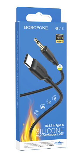 Аудиокабель AUX - Type-C Borofone BL18 Jack 3.5 мм черный 1 м