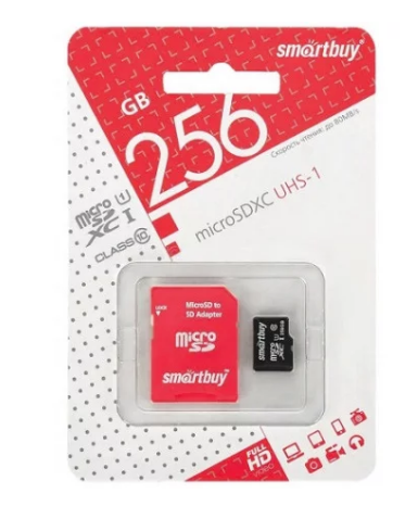 Карта памяти MicroSDXC SmartBuy 256GB cl10 UHS-I + SD