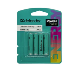 Батарейка AAA Defender PowerPulse LR03-4BL, алкалиновая, 4 штуки в упаковке