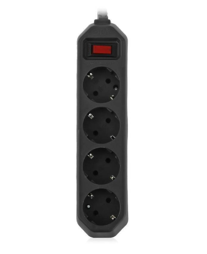 Сетевой фильтр Эра 4 розетки 10А 2200W черный 1.5 м