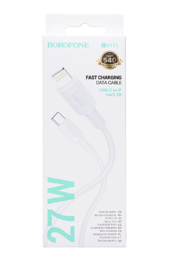 Кабель Type-C - Lightning BOROFONE BX111, (белый) 1м, 60W