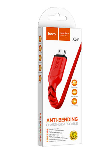 Кабель Hoco X59 Micro USB 2.4А красный 1 м