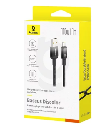 Кабель Baseus Discolor Series Fast Charging Cable Type-C - USB 100W черный, 1м