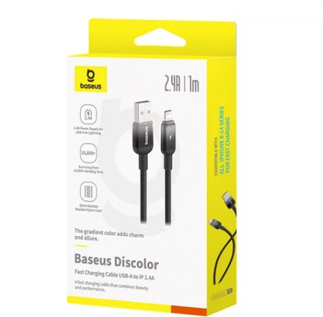 Кабель Baseus Discolor Series Fast Charging Cable Lightning - USB 2.4А черный 1м