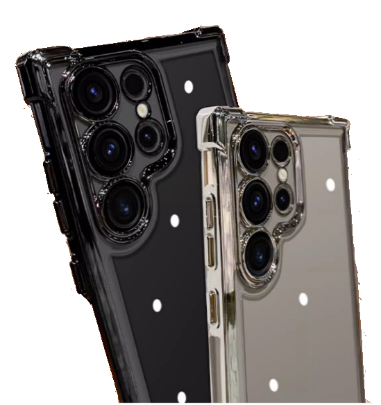 Чехол-накладка для Samsung Galaxy S24 Ultra силикон противоударный прозрачный с черным бампером