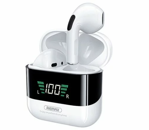 Bluetooth стереогарнитура Remax TWS-10 Plus с дисплеем, белая