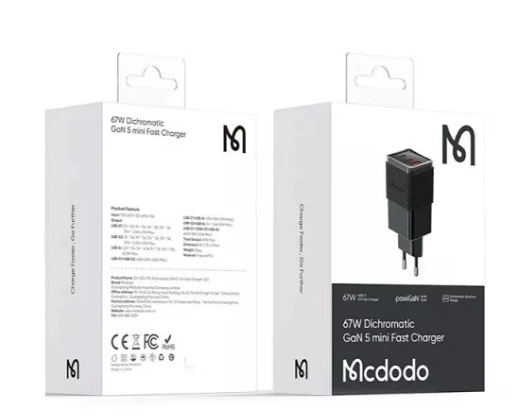 СЗУ-1USB+2USB-C McDodo CH-1501 70W GaN 5 mini, черный