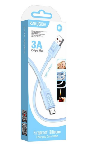 Кабель Kakusiga KSC-963 Micro USB 3A силиконовый голубой
