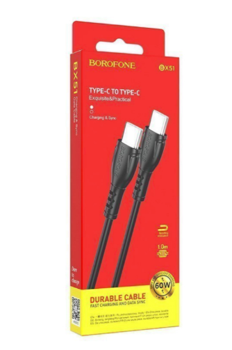 Кабель Borofone BX51 Type-C / Type-C 3А черный