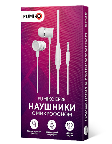Наушники проводные FUMIKO EP28 белые