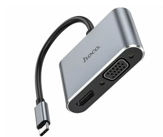 Type-C HUB Hoco HB29 Easy-lead (HDTV+VGA) серый