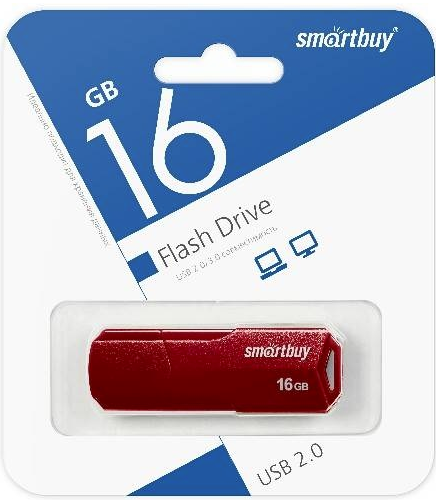 USB-Flash 16GB Smart Buy Clue Series бордовая