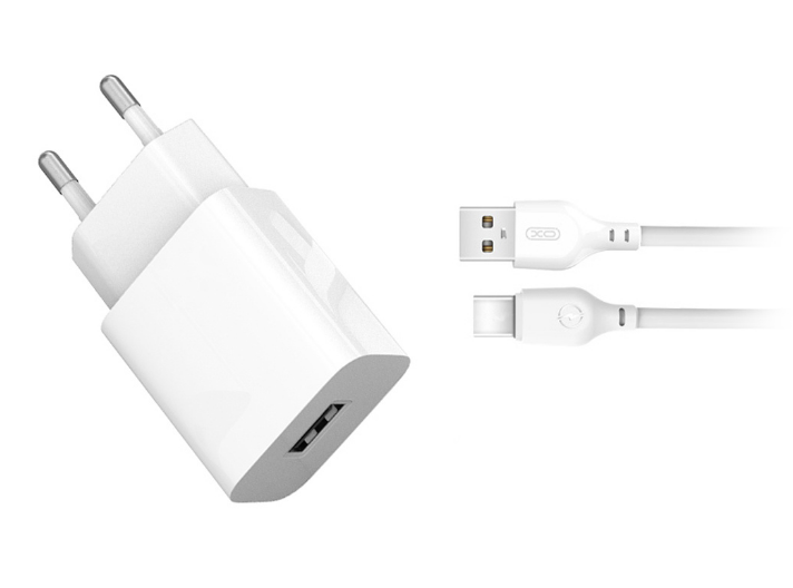 Сетевое зарядное устройство USB XO L99 (12W, кабель Type-C) Белый