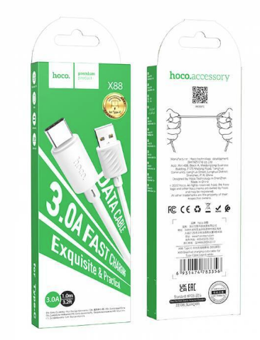 Кабель Hoco X88 Type-C - USB белый, 1м