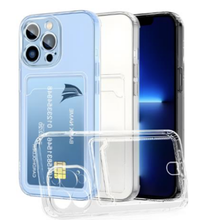 Чехол-накладка для iPhone 17 Pro Max (с защитой камеры, карманом для карт, прозрачный)