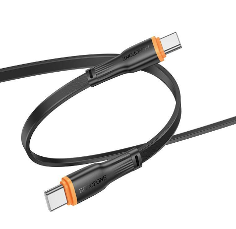 Кабель Type-C - Type-C Borofone BX118 (3A, 60W, плоский) Черный