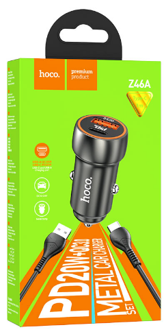 АЗУ USB/Type-C Hoco Z46A (20W, QC3.0, PD, 1Type-C, 1USB) Серый