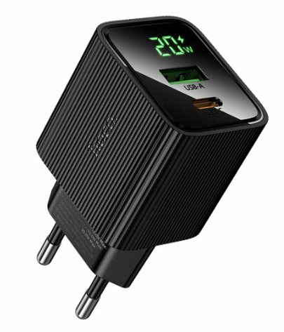 СЗУ Type-C Hoco CS82A (20W, PD, с дисплеем) Черный