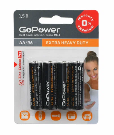 Батарейка AA R6 GoPower Heavy Duty 1.5V (1 ШТ)