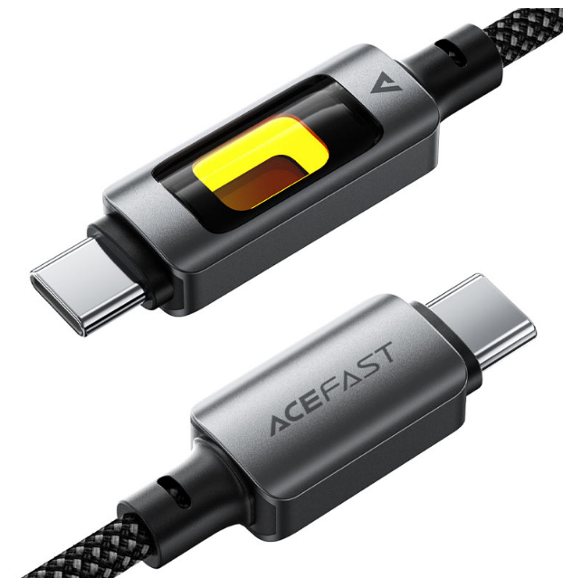 Кабель Type-C - Type-C Acefast C21-03 (3A, 60W, PD, оплетка нейлон, 1.2 м) Черный