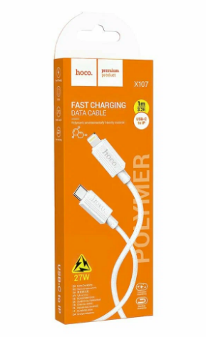 Кабель Type-C - Lightning Hoco X107 (3A, 27W, PD) Белый