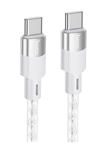 Кабель Type-C - Type-C Hoco X99 (3A, 60W, PD, прозрачный силикон, термостойкий) Серый