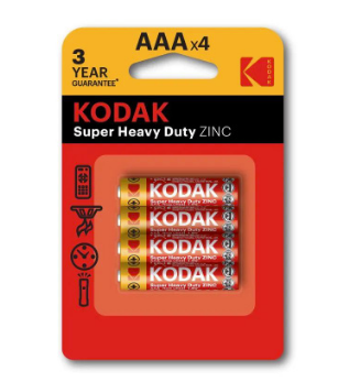 Батарейки Kodak R03-4BL SUPER HEAVY DUTY Zinc (1шт)
