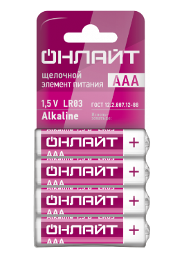Элемент питания ОНЛАЙТ 90 634 OBT-01 (LR03-SHBP4) (1шт)