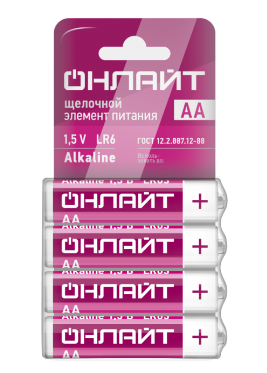 Элемент питания ОНЛАЙТ 90 638 OBT-02 (LR6-SHBP4) (1шт)